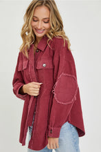 Load image into Gallery viewer, Burgundy Vintage Washed Shacket