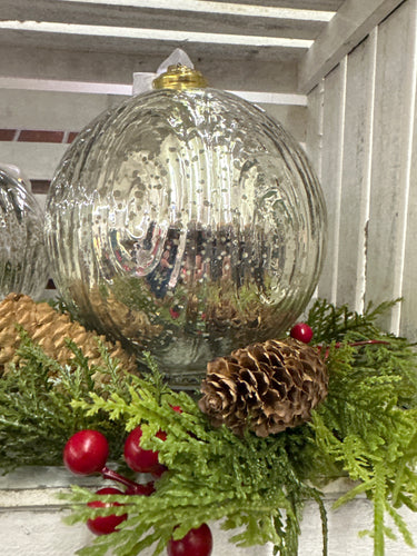 Light Up Silver Glass Bulb Ornament