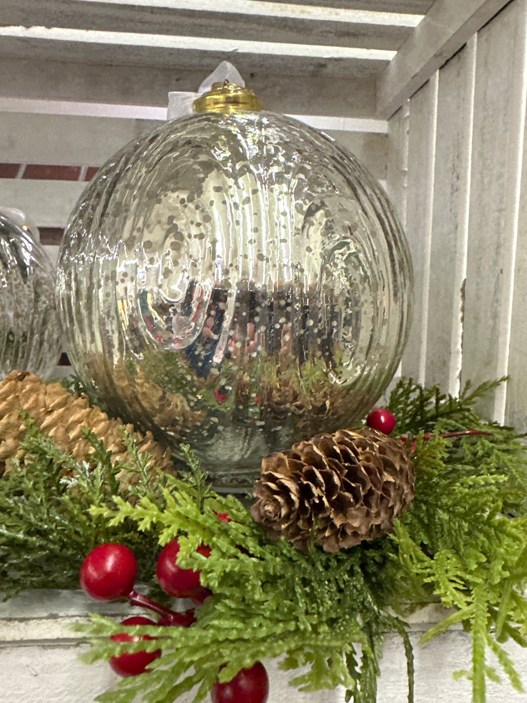 Light Up Silver Glass Bulb Ornament