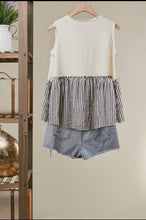 Load image into Gallery viewer, Sleeveless Striped Button Peplum