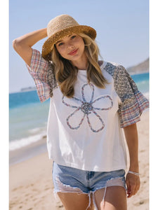 Plus Contrast Daisy Knit Top