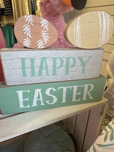 Happy Easter Block with Eggs