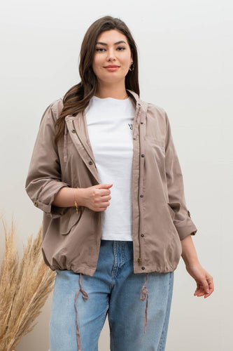 Mocha Button Jacket PLUS