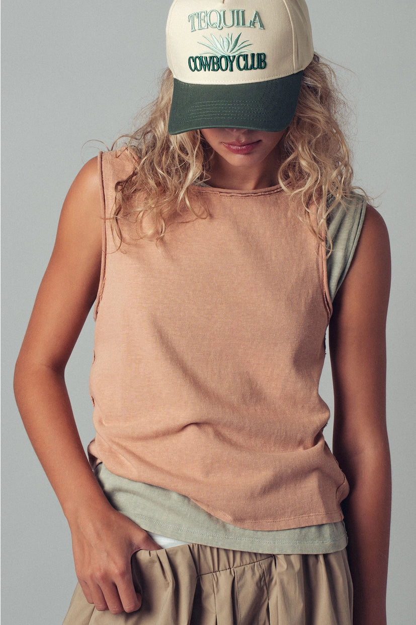 Coastal Cool Sleeveless Tank Top Desert Tan