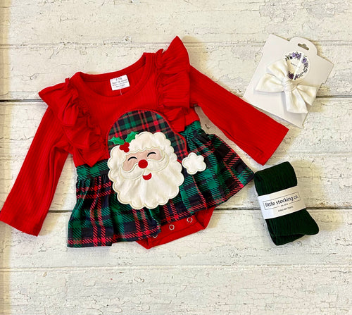 Santa Plaid Bubble Romper