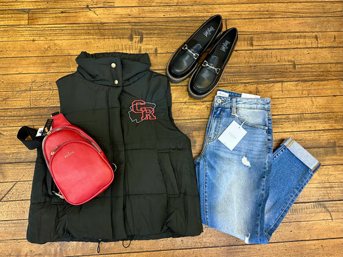 Coshocton Black Zip Up Puffer Vest