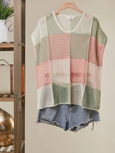 Load image into Gallery viewer, Pastel Checkered Knit Top with Loose Fit