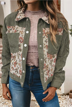 Load image into Gallery viewer, Green Corduroy Floral Jacket