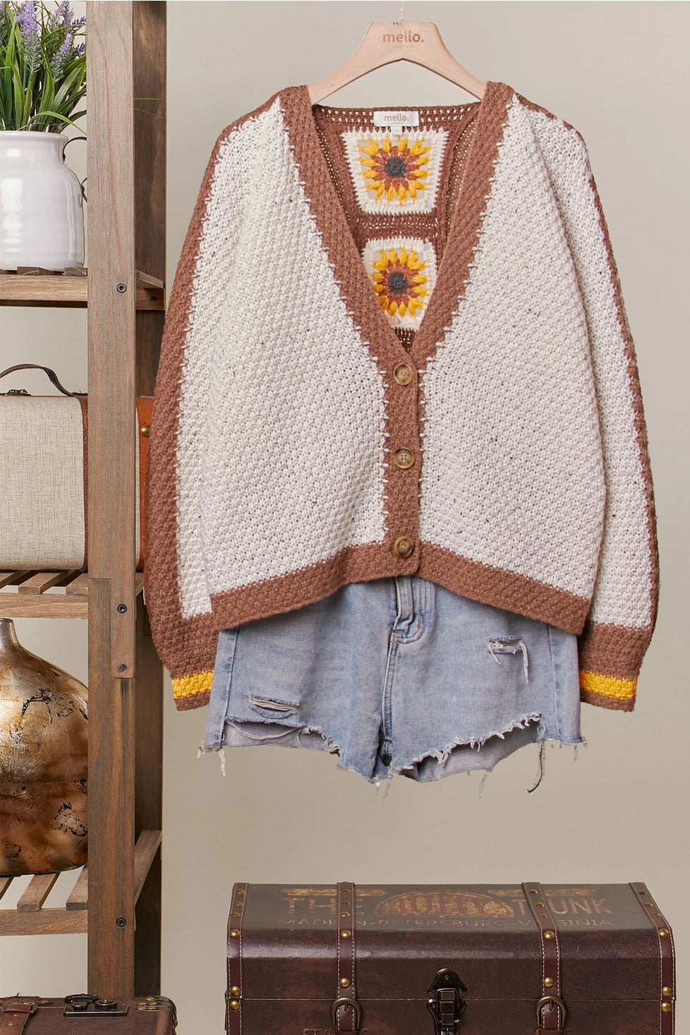 Crochet Colorblock Sunflower Cardigan