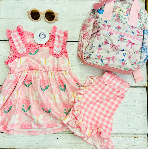 Pink Gingham Butterfly Tank Set