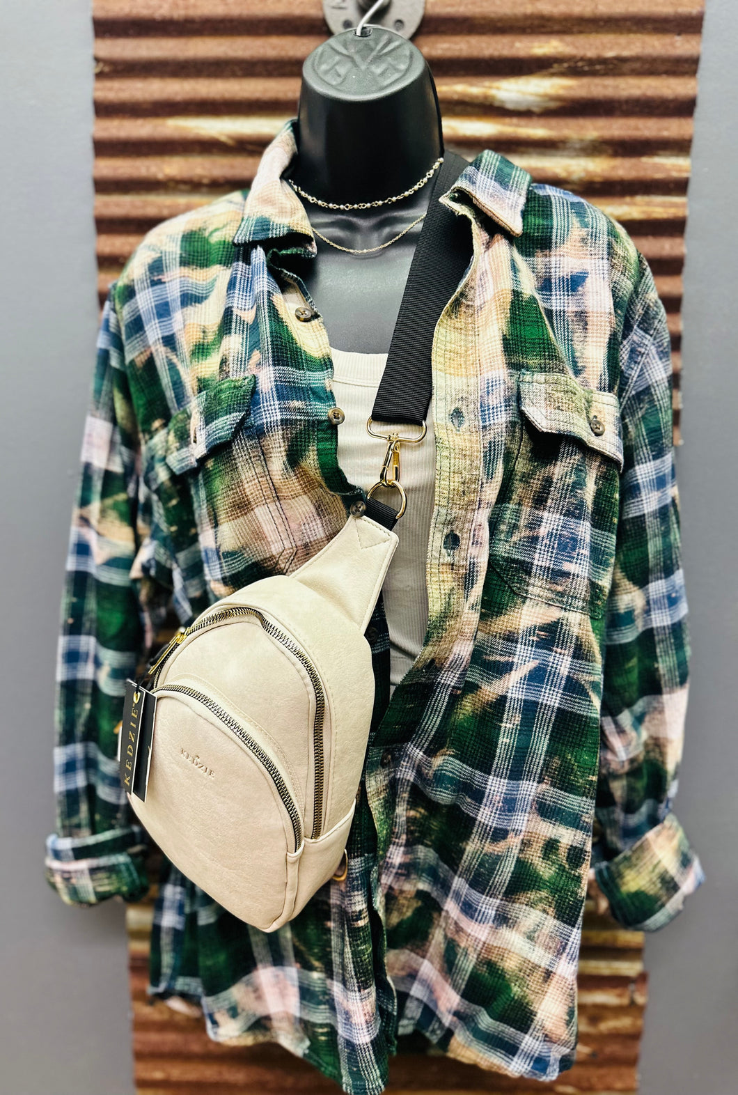 Green & Blue Bleached Flannel