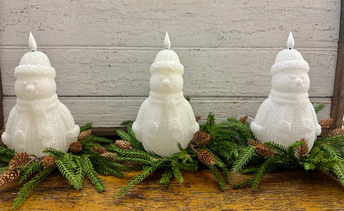 Sparkling Snowman Wax LED Candle