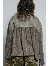 Load image into Gallery viewer, Thermal Top Vintage Wash Relaxed Fit Shirt Olive