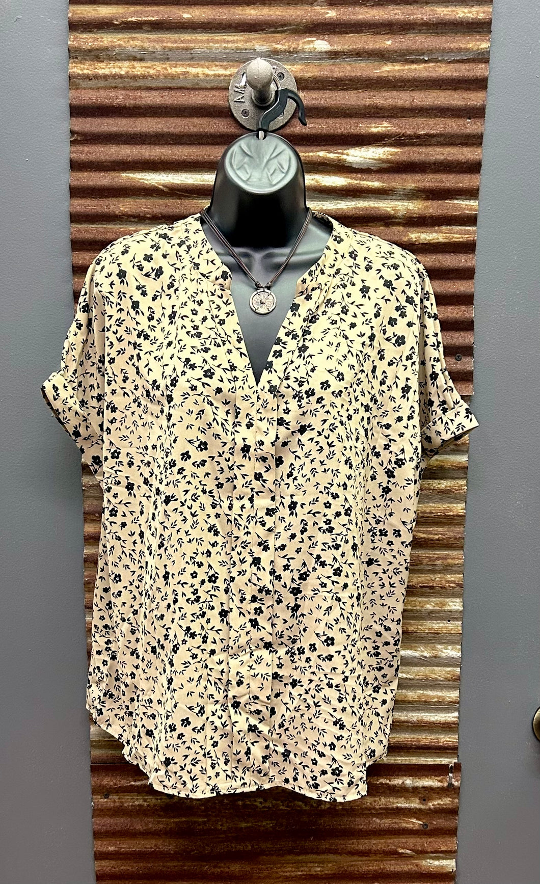Khaki Floral Print Blouse