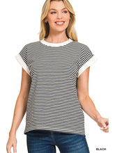 Load image into Gallery viewer, Black Stripe Contrast Trim Top