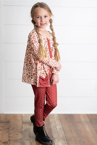 Girls Cinnamon Fall Floral Set