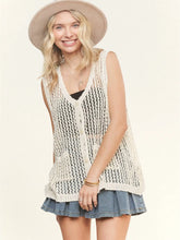 Load image into Gallery viewer, Button Down Crochet Vest Beige