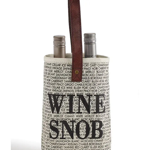 Wine Snob Up-Cycled Canvas Double Wine Bag