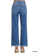 Load image into Gallery viewer, DISTRESSED HEM DENIM PANTS ZENANA