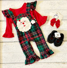 Load image into Gallery viewer, Santa Plaid Overall Set