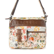 Load image into Gallery viewer, Posy Mesa Upcycled Canvas Bag For Women in Beige with Floral Detail