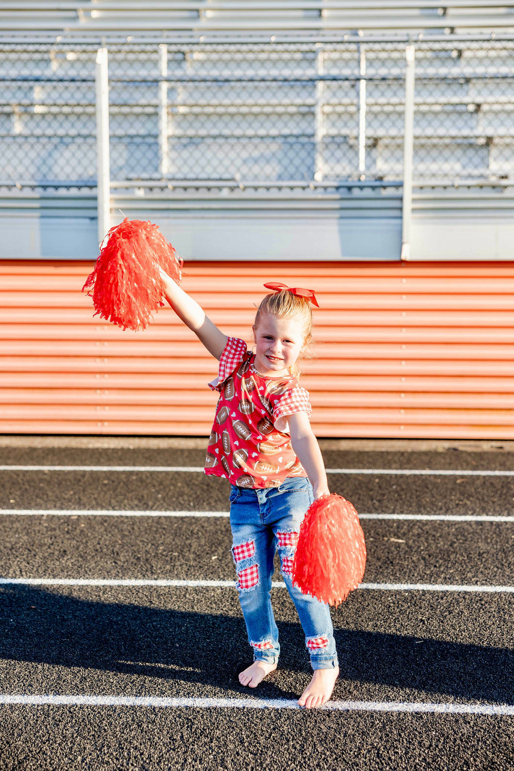 Red Gingham Football Shirt