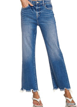 Load image into Gallery viewer, DISTRESSED HEM DENIM PANTS ZENANA
