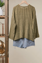 Load image into Gallery viewer, Relaxed Fit Rib Knit Pocket Sweater Olive