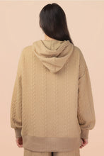 Load image into Gallery viewer, Oversized Cable Knit Textured Knit Hoodie Taupe