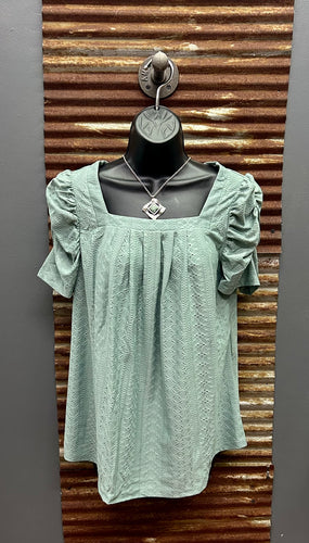Green Eyelet Top
