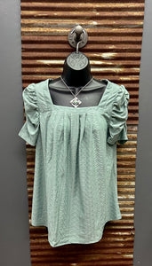 Green Eyelet Top
