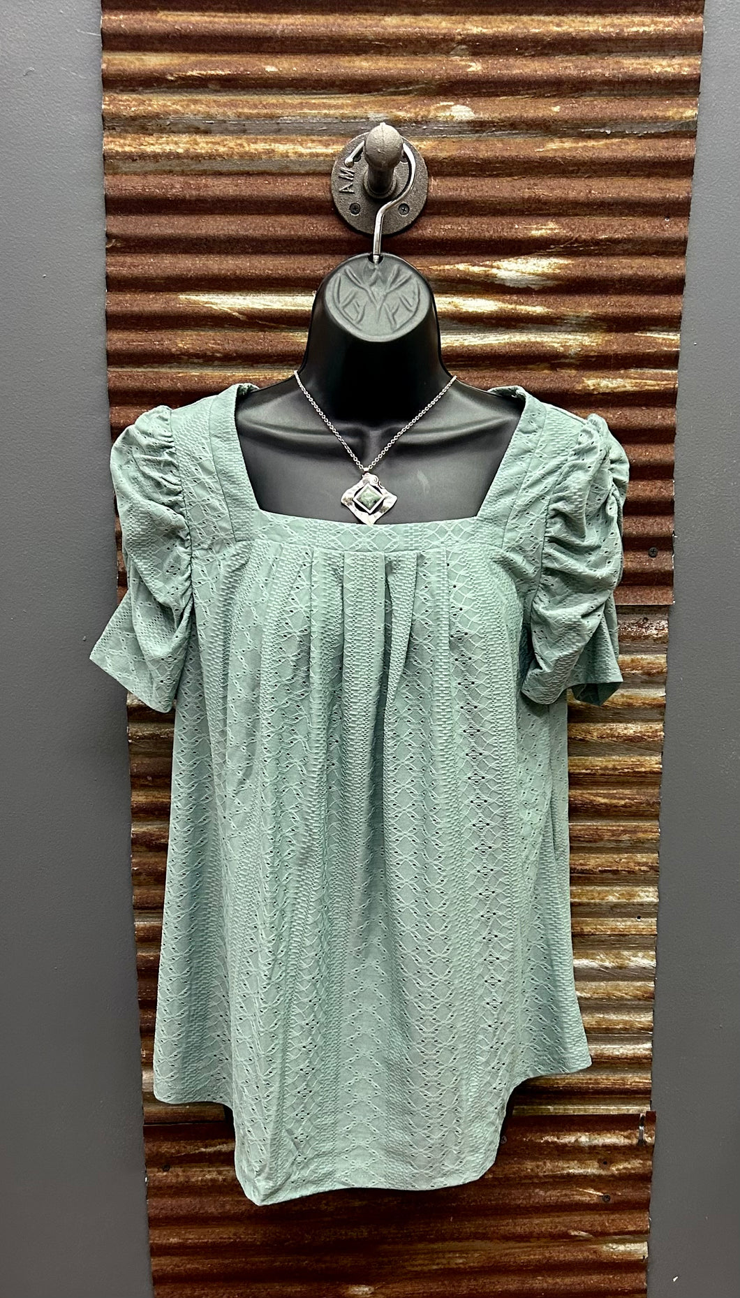 Green Eyelet Top