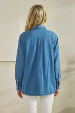 Load image into Gallery viewer, Snap Button Down Denim Blue Blouse