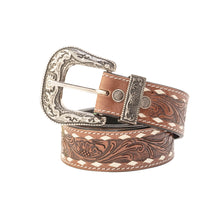 Load image into Gallery viewer, Talavera Handtooled Leather Belt For Women in Ember