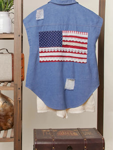 American Flag Denim Top
