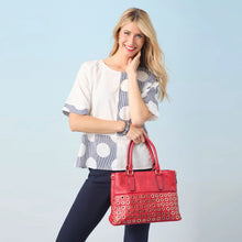 Load image into Gallery viewer, Amabel Double Compartment Grommet Tote Red