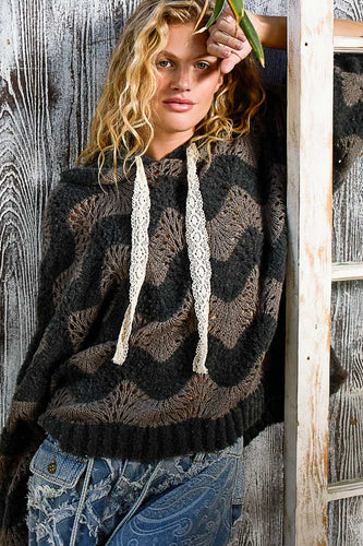 Chevron  Roomy Fit Hoodie Sweater