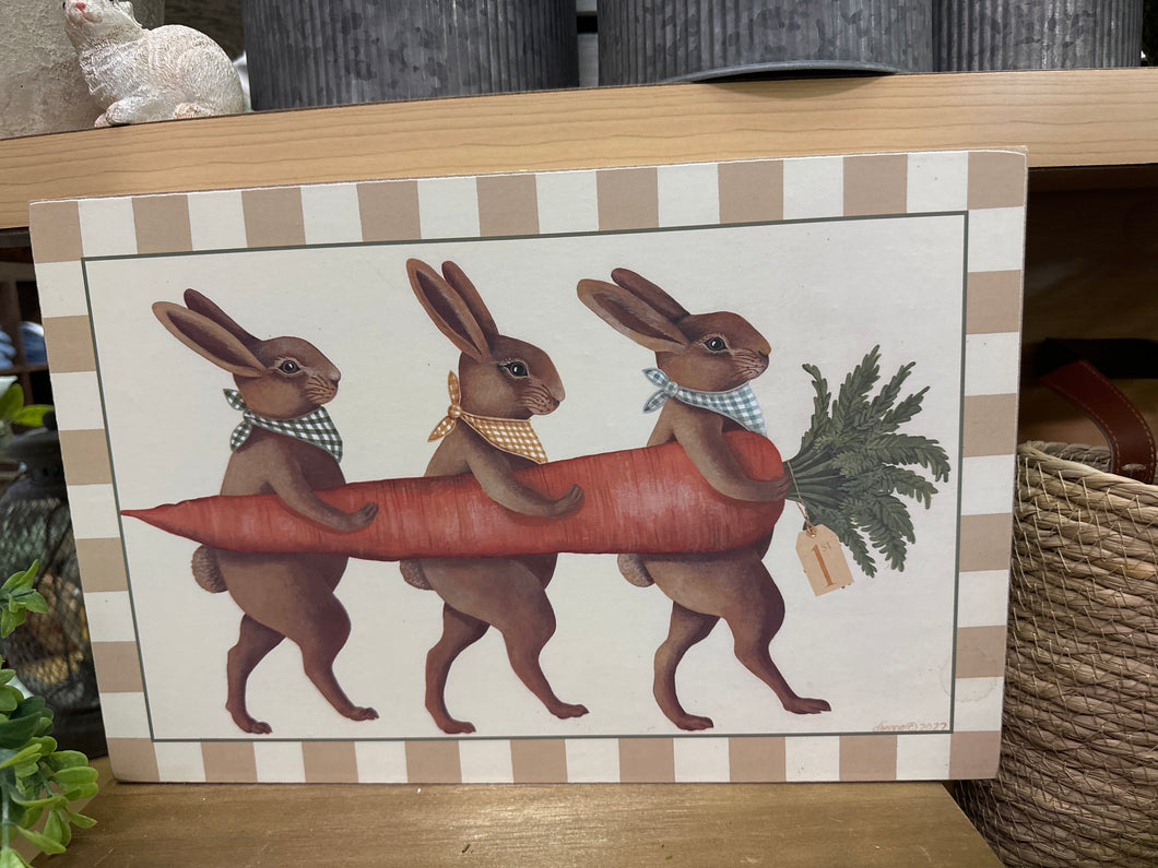 Carrot Bunny Trio Box Sign
