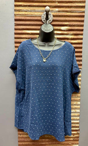 Navy Swiss Dot Top