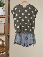Load image into Gallery viewer, Textured Polka Dot Cap Sleeve Top