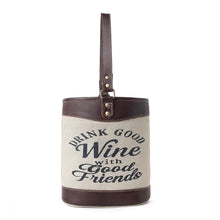 Load image into Gallery viewer, Textura Cotton &amp; Leather Wine Holder in Mocha Cream