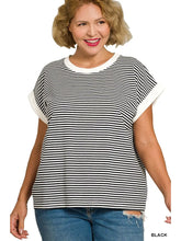 Load image into Gallery viewer, Black Stripe Contrast Trim Top