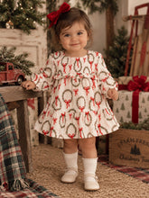 Load image into Gallery viewer, Smocked Ruffle Tiered Dress &amp; Bloomer, Pink Wreath