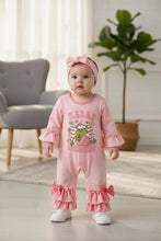 Load image into Gallery viewer, Merry Grin-Mas Pink Printed Baby Romper