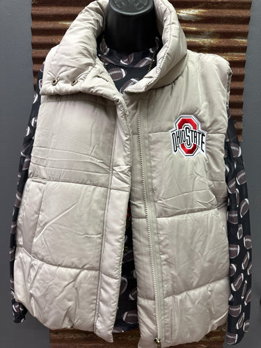 Ohio State Puffer Vest Cement