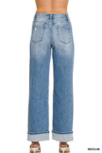 Load image into Gallery viewer, HIGH RISE CUFFED WIDE LEG DENIM PANTS ZENANA