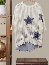 Load image into Gallery viewer, Distressed Star Knit Pullover