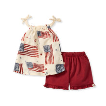 Load image into Gallery viewer, American Flag Girl Tank &amp; Shorts Set