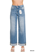 Load image into Gallery viewer, HIGH RISE CUFFED WIDE LEG DENIM PANTS ZENANA
