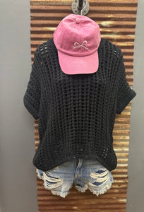 Black Fish Net Crochet Sweater